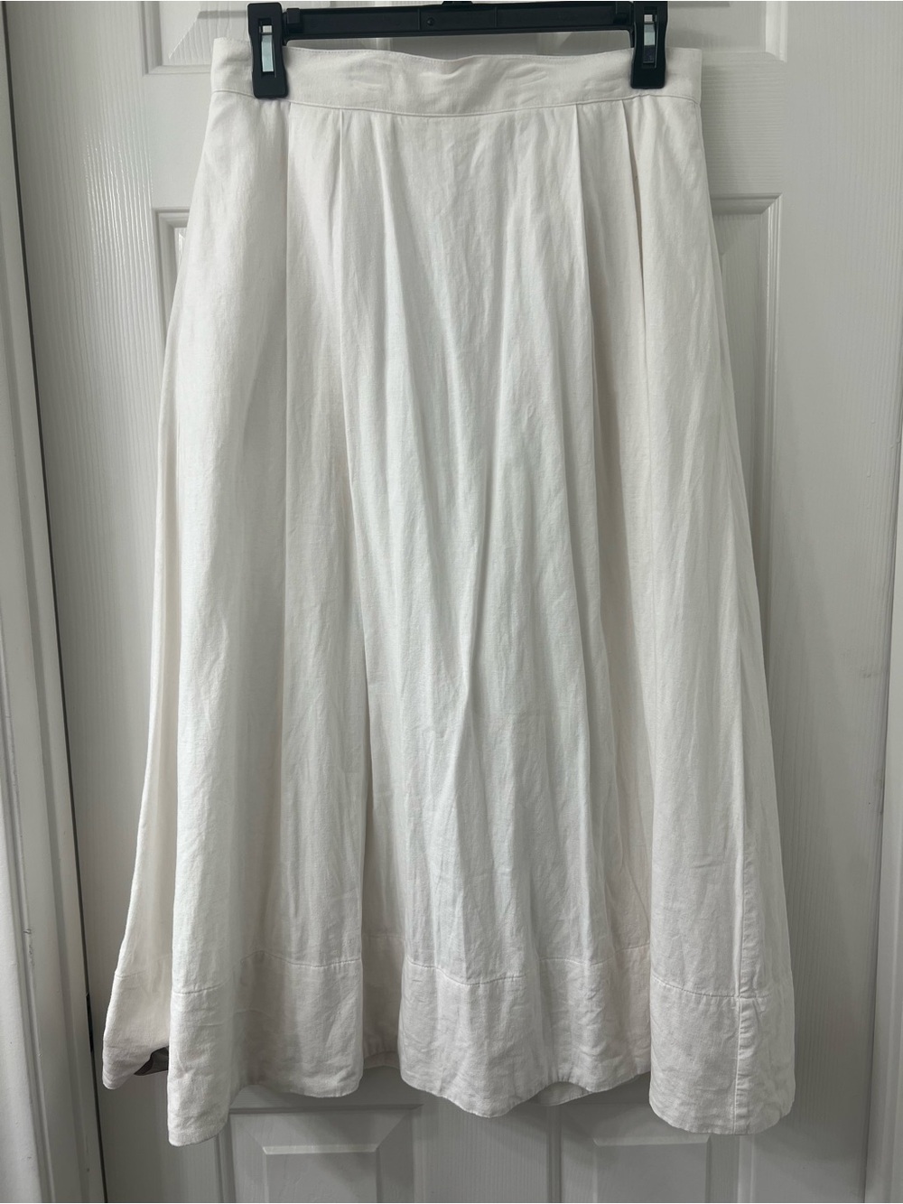 Banana Republic Linen Blend Women's White A-Line Midi Skirt